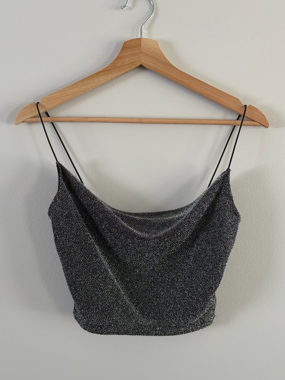 Sparkle Cowl Neck Camisole - Black/Silver